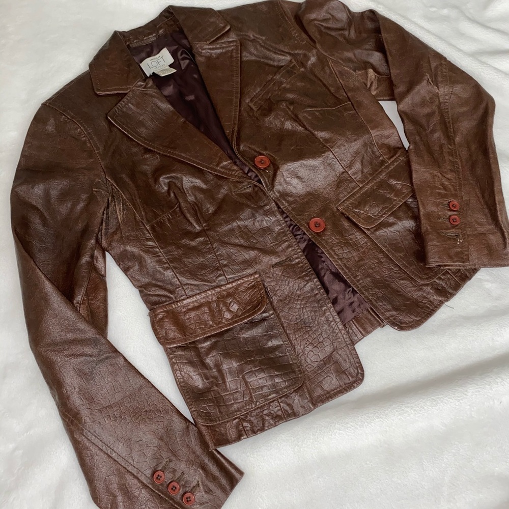 Loft Women’s Leather Blazer- Size 0p